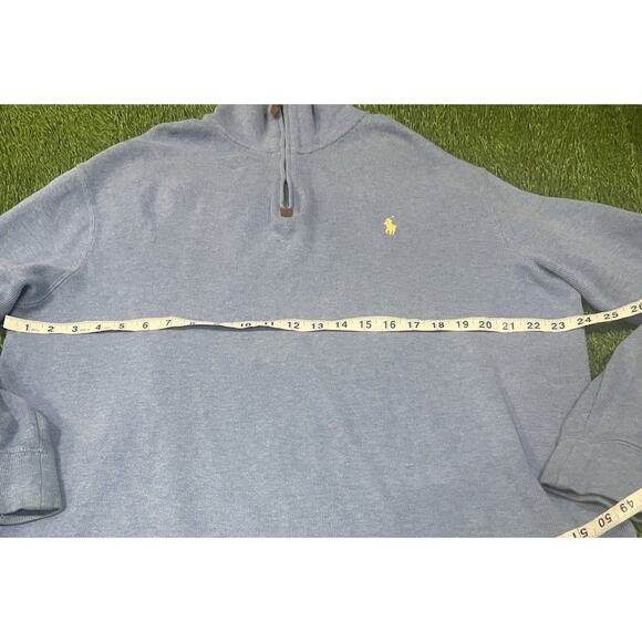 Polo by Ralph Lauren Men’s 1/4 Zip Sweater Light Blue Long Sleeve Collar Large - Picture 7 of 11